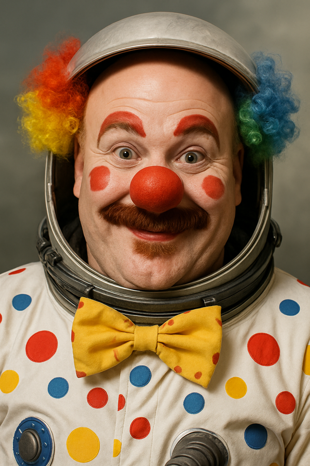Ronny reimagined as an astronaut dressed as a clown