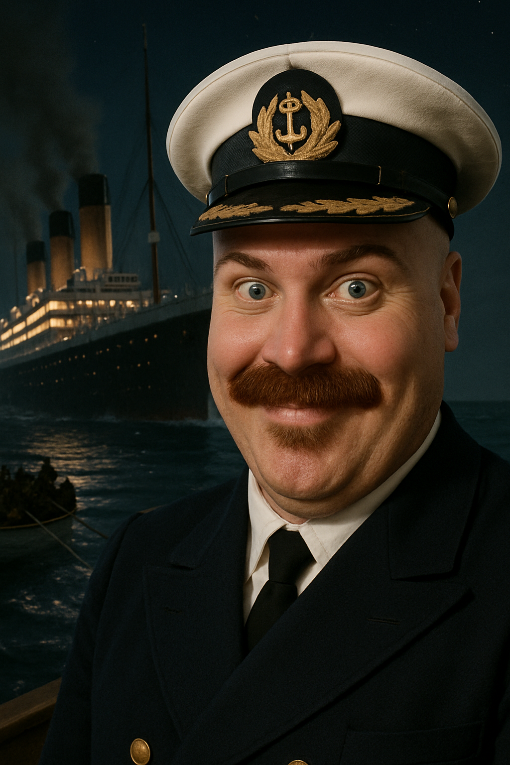 Ronny reimagined: Make him the captain of titanic. While titanic sinks in the distance