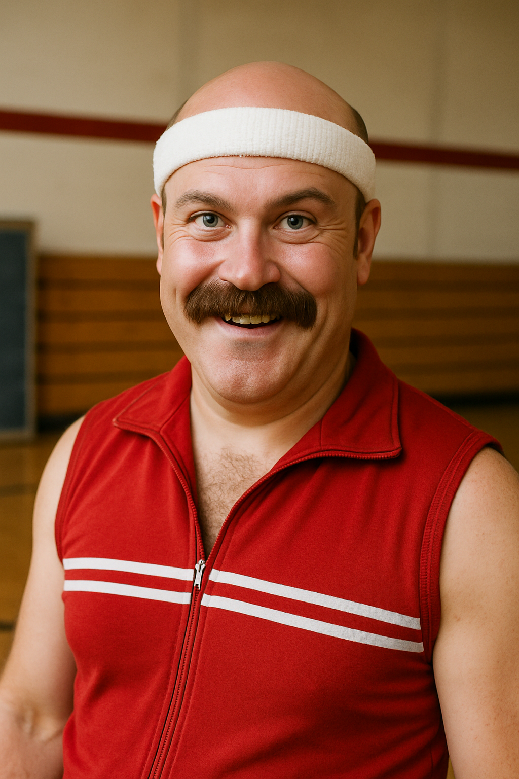 Ronny reimagined as a 70s gym instructor