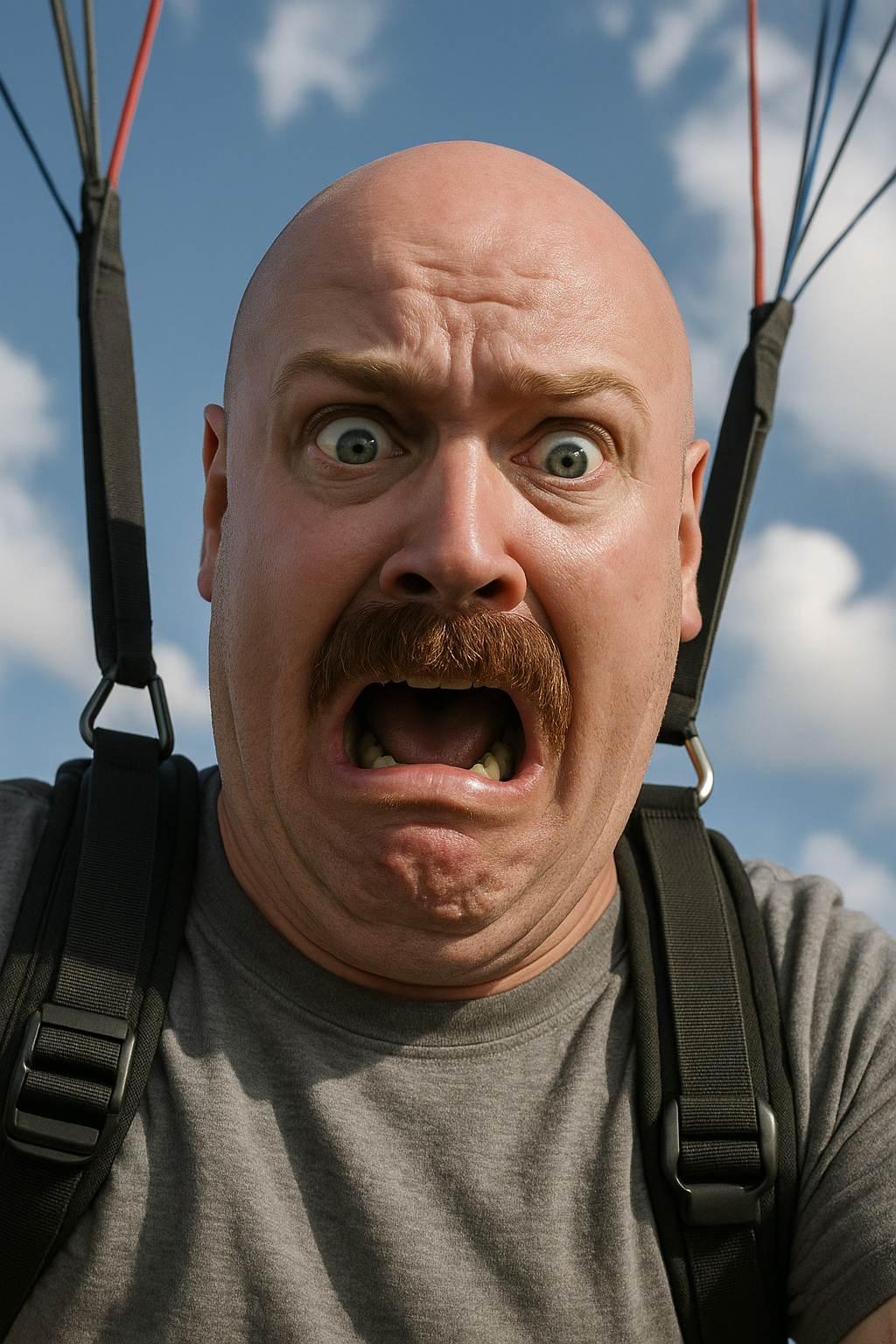 Ronny reimagined: In a paragliding jump, the moment you realize the faulty shute