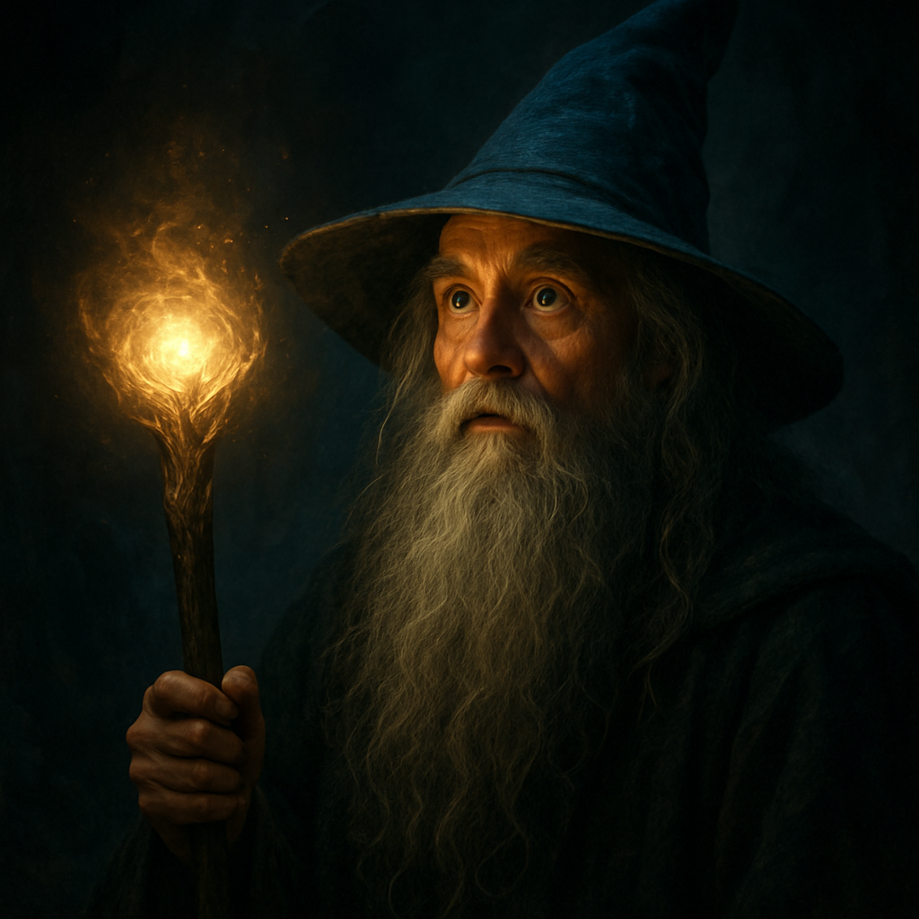 Ronny reimagined as a mystic wizard conjuring a glowing orb